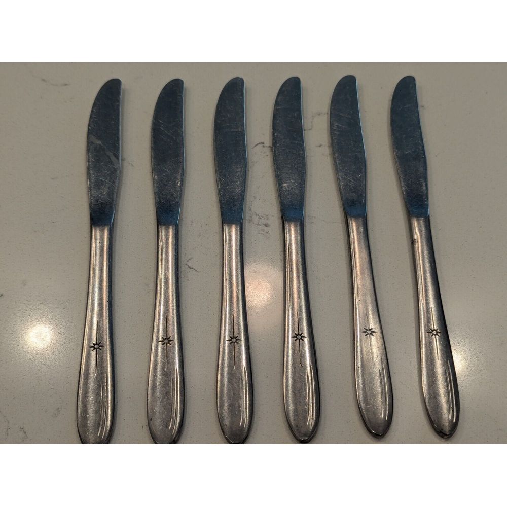 Everlasting Stainless EVR1 Atomic Starburst Lot of 6 Dinner Knives‎